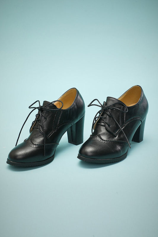 Black Leather Block Heels