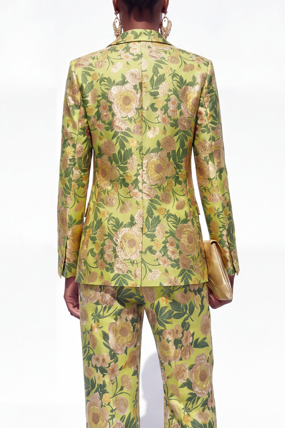 Blue Floral 2 Piece Notch Lapel One Button Women Suits