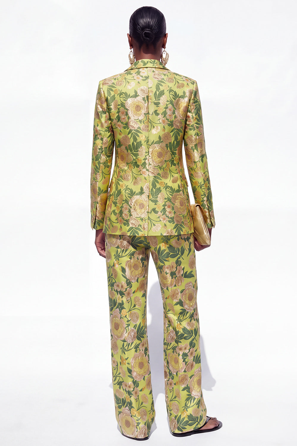 Blue Floral 2 Piece Notch Lapel One Button Women Suits