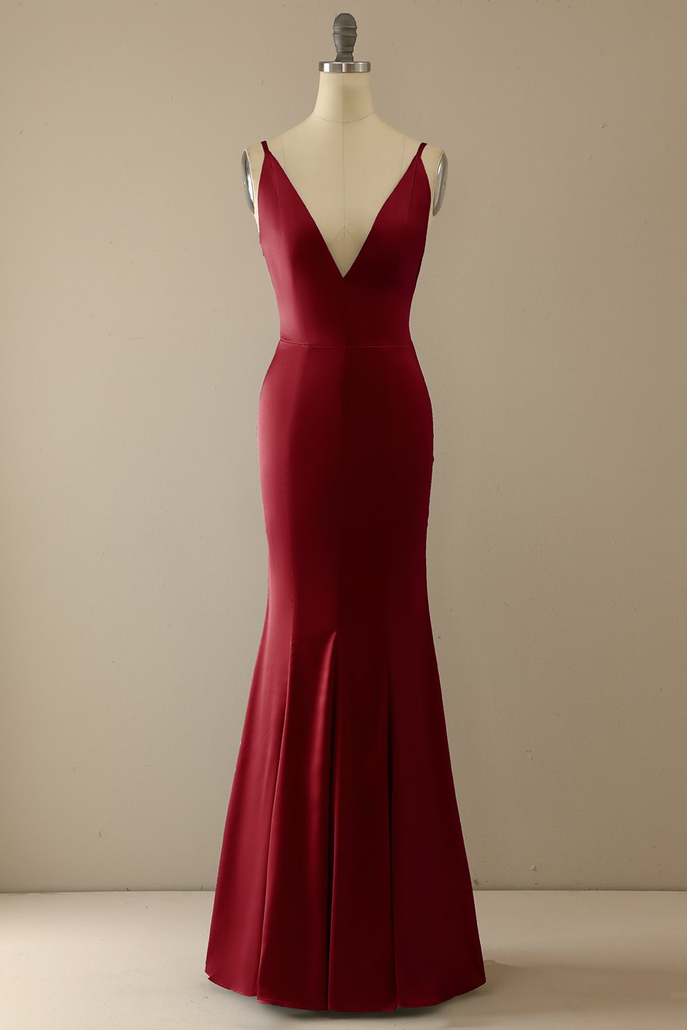 Robe longue de bal sirène bleue col en V