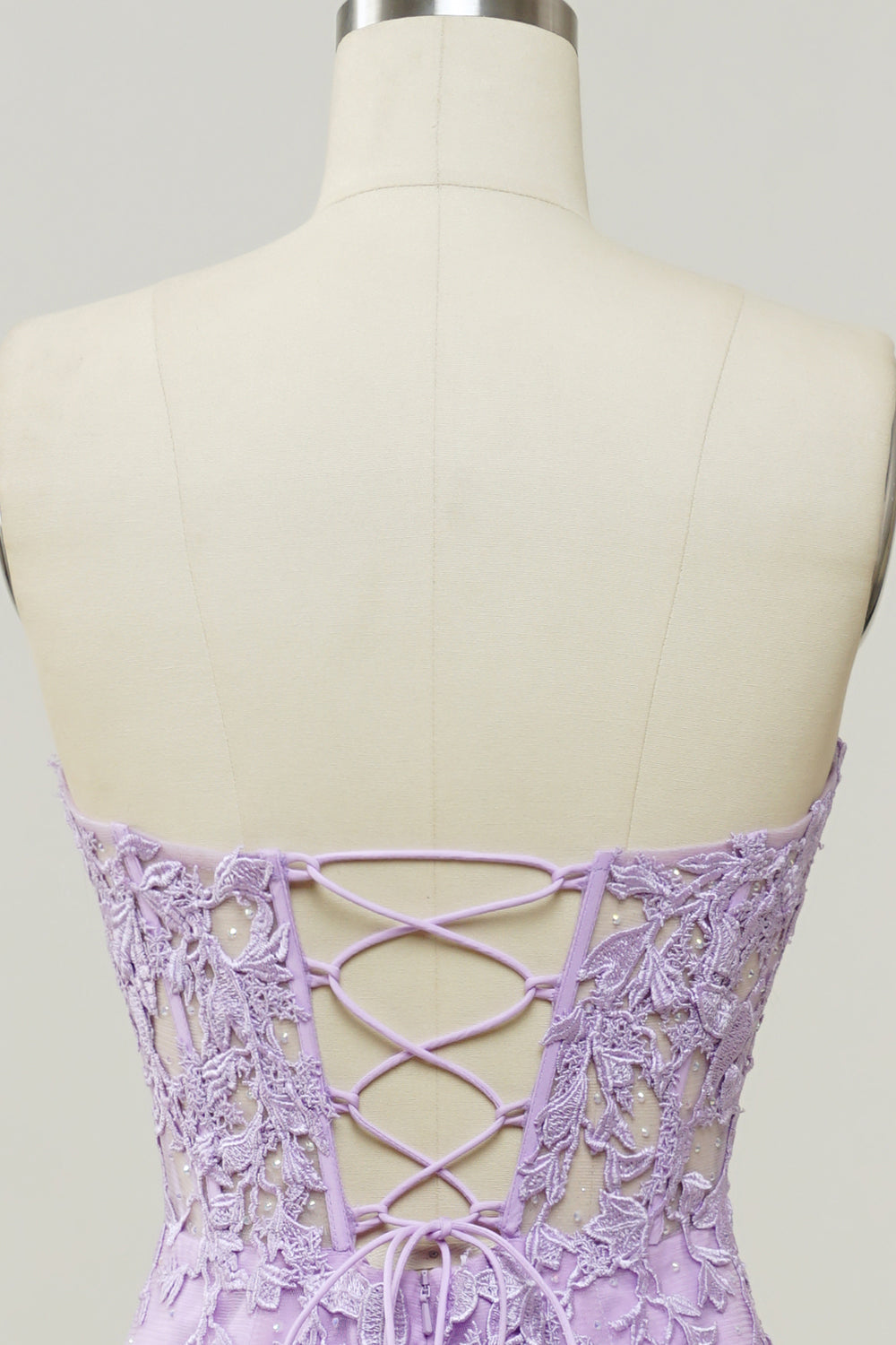 Robe de bal sirène violette à encolure cœur avec appliques