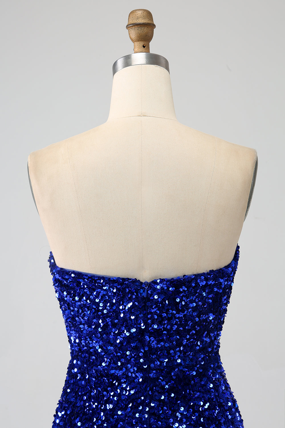 Robe de bal sirène longue rouge sans bretelles à paillettes avec fente