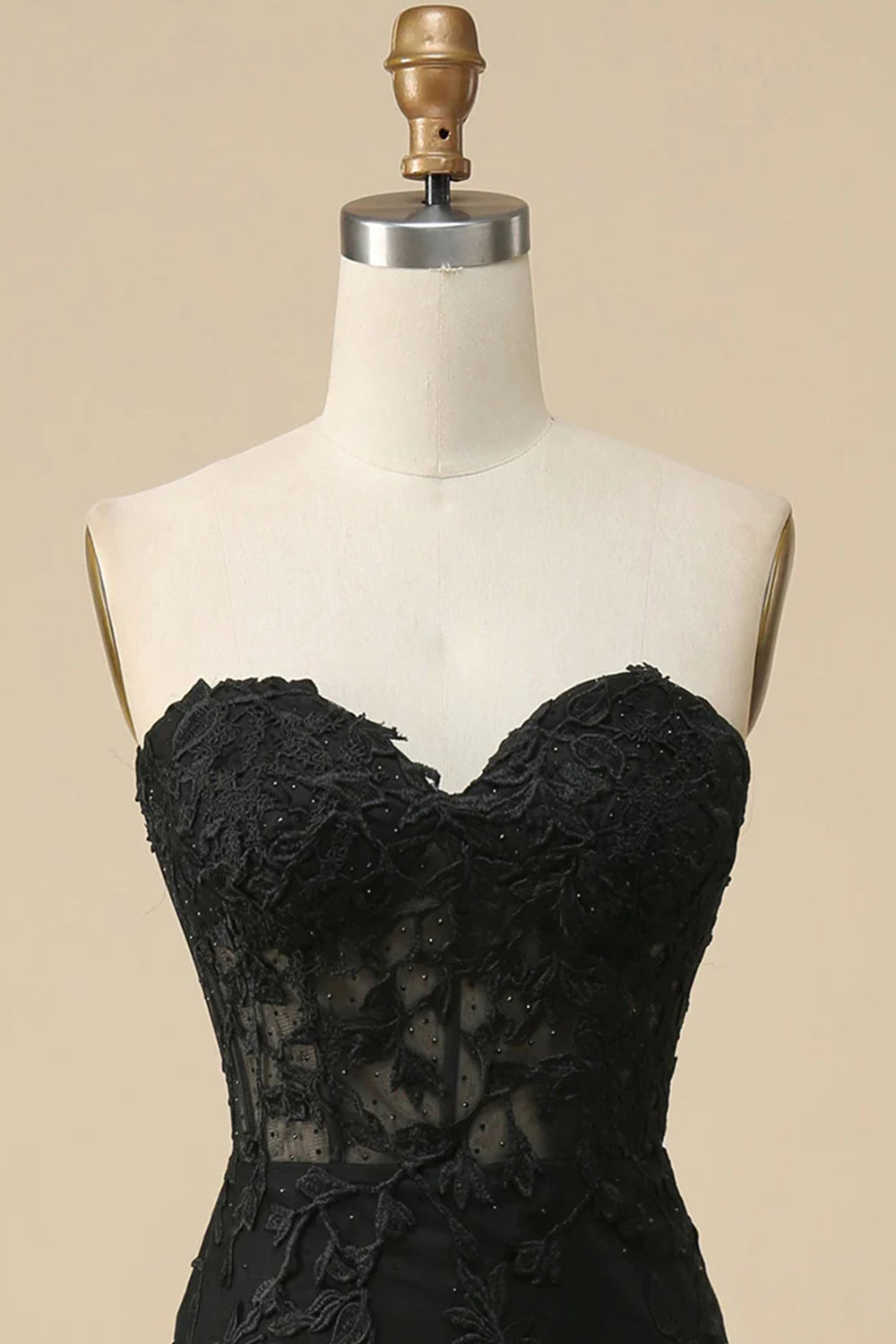 Robe de bal sirène longue en dentelle rose avec corset bustier et fente