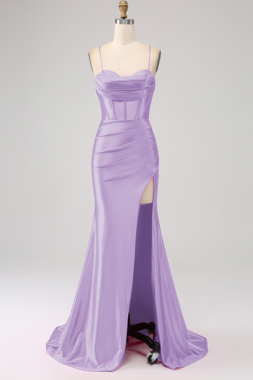Superbe Robe de Bal de sirène en Corset Bleu Royal à Bretelles Fines avec Fente sur le Devant