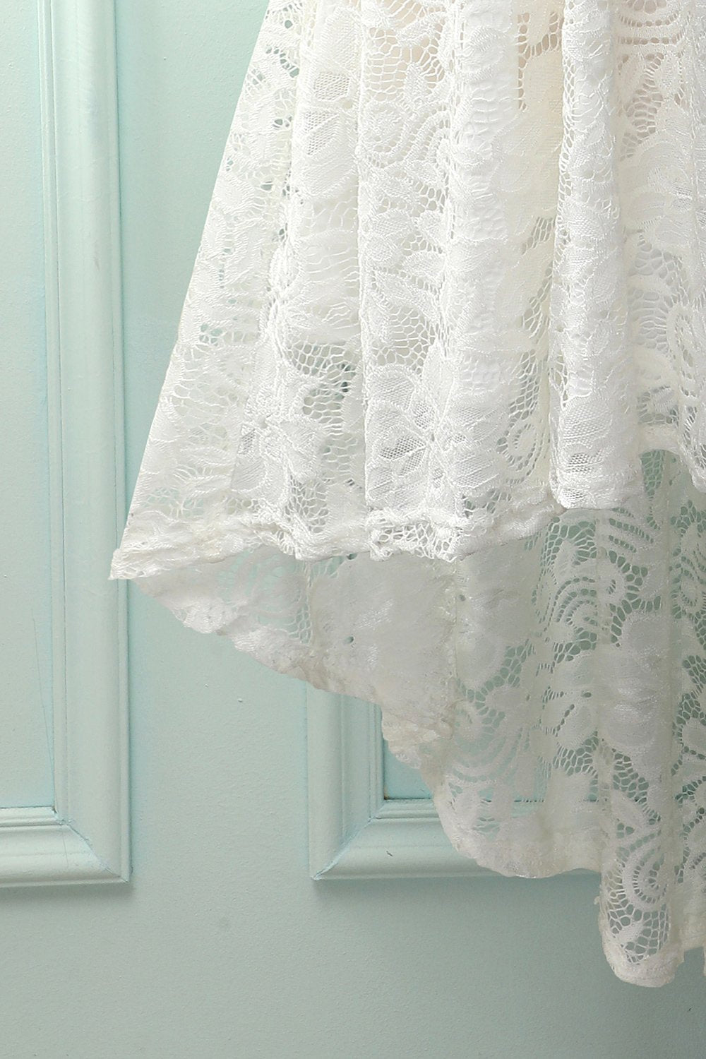 White Lace V-Neck Dress