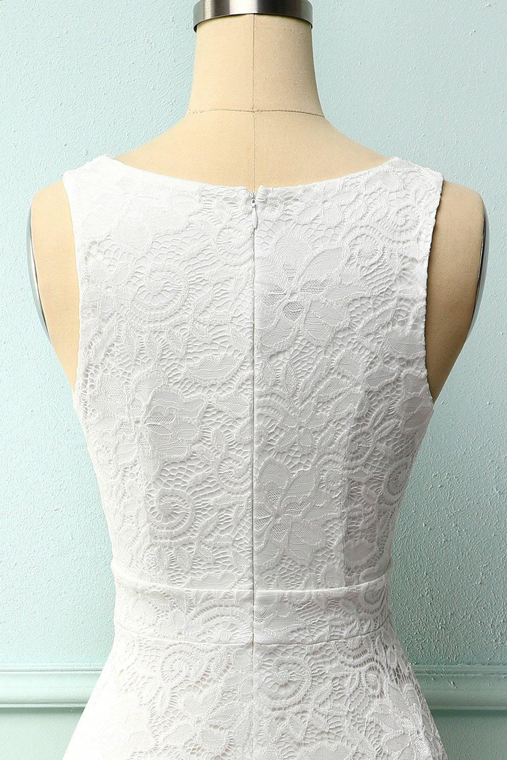 White Lace V-Neck Dress