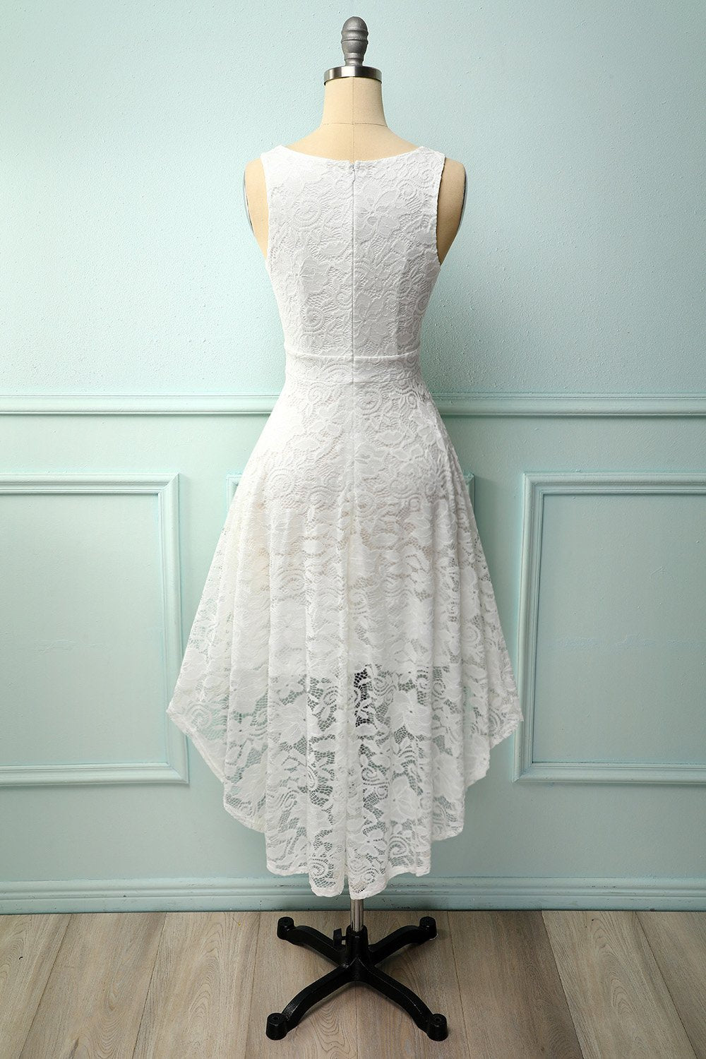 White Lace V-Neck Dress