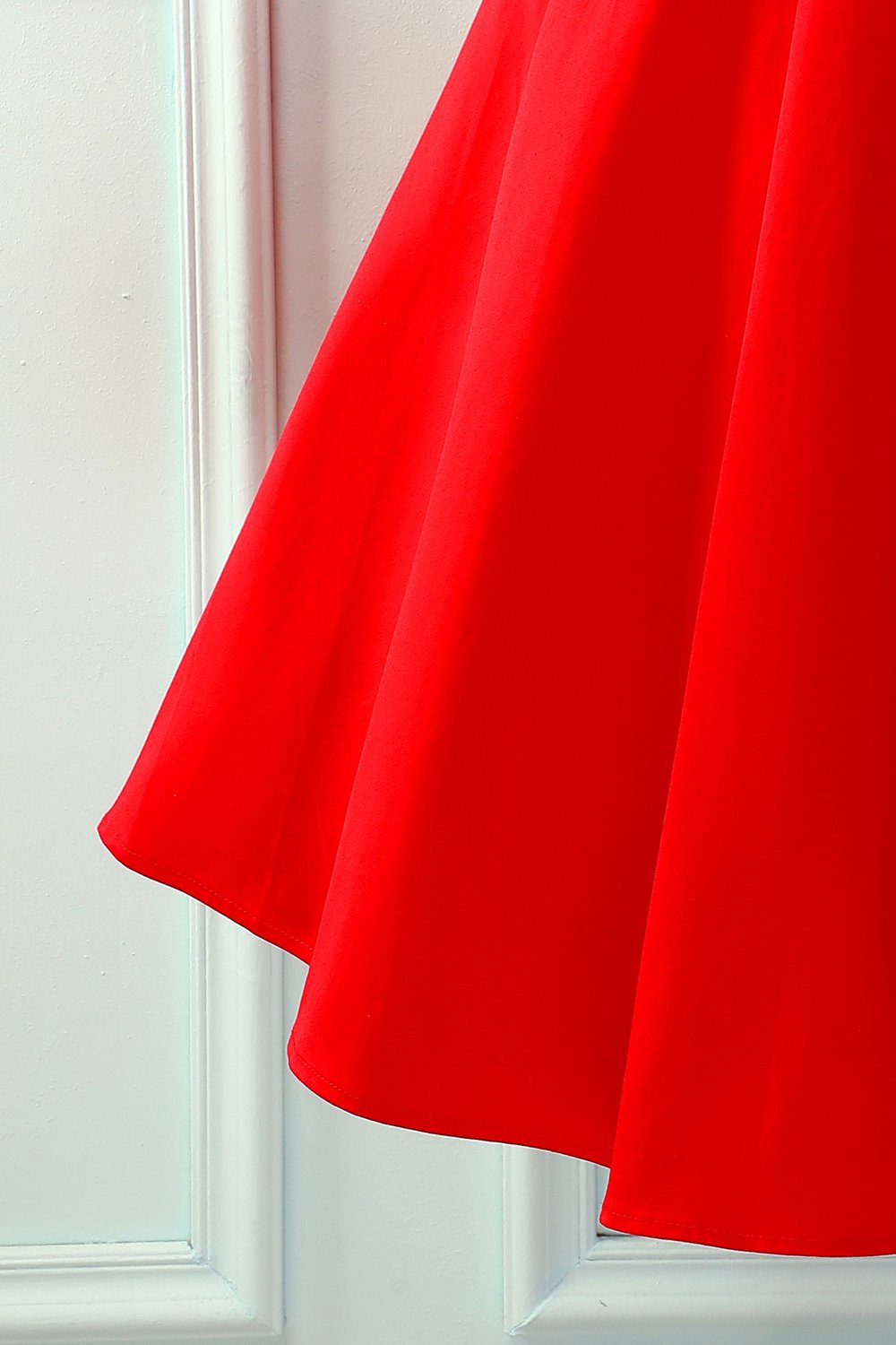 Solid Red V-Neck Dress