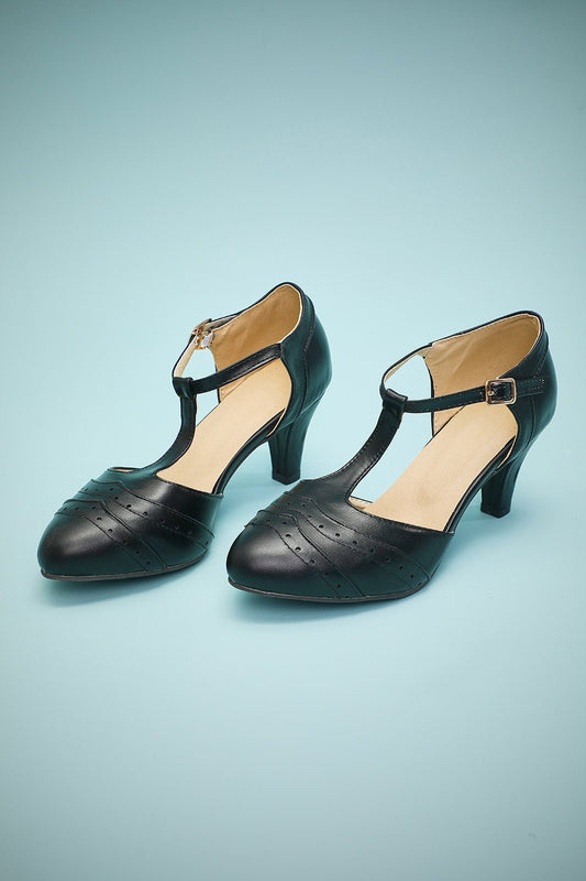 Black Leather Pointed Toe Heels