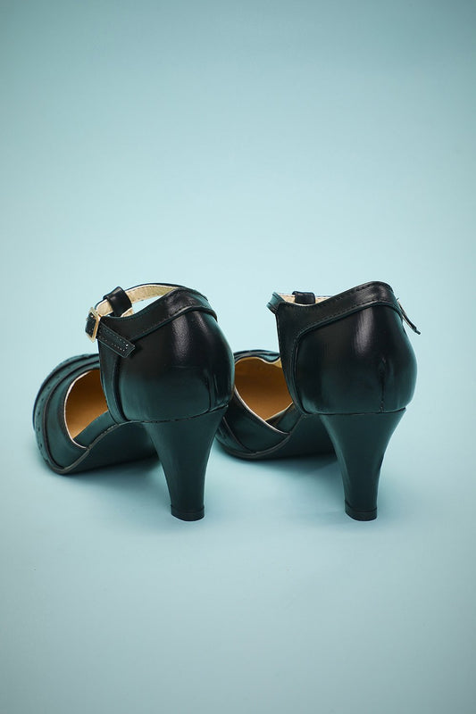 Black Leather Pointed Toe Heels