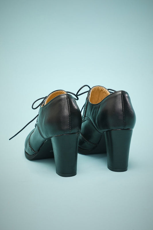 Black Leather Block Heels