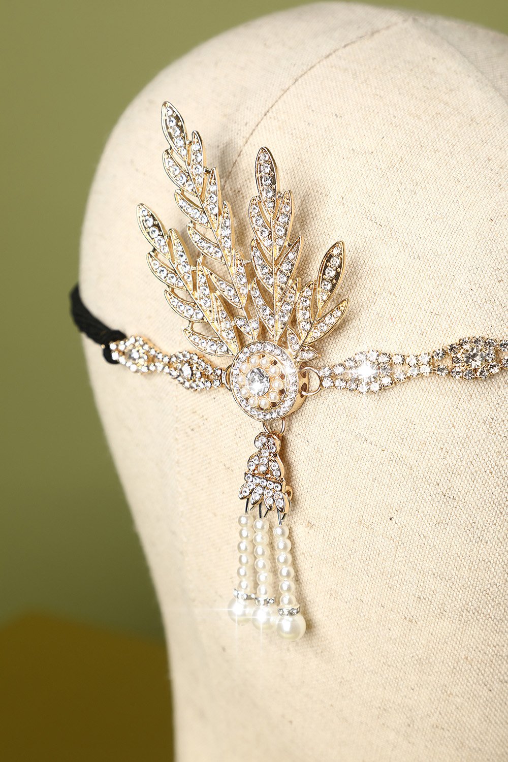 White Beaded 1920s Flapper Headband