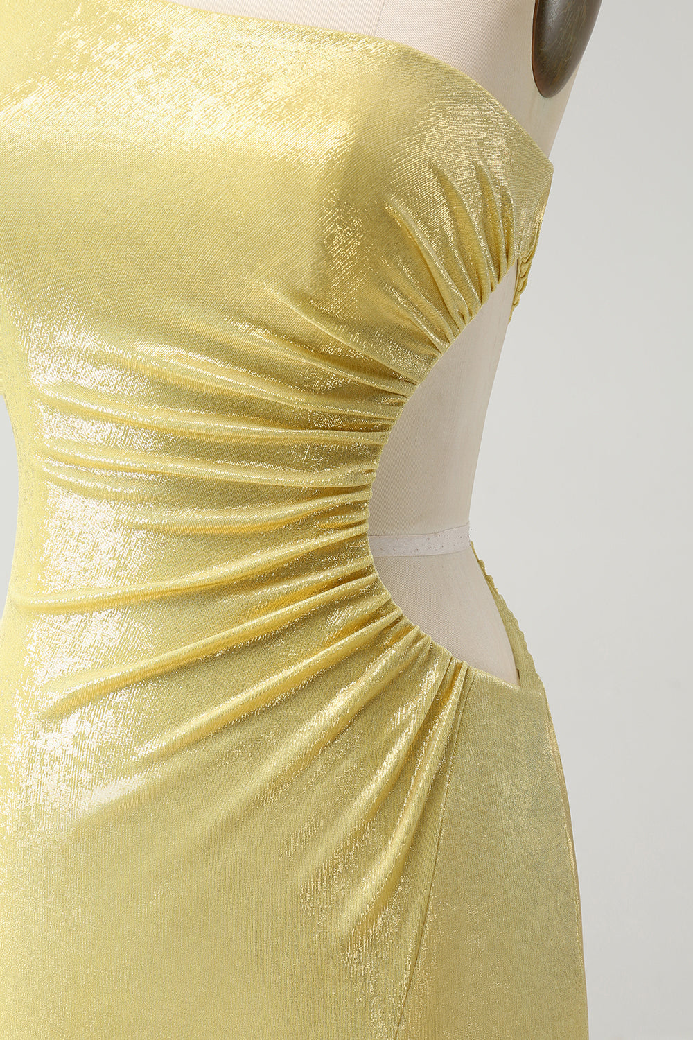 Stylish Yellow Bodycon One Shoulder Short Homecoming Dress with Hollow Out