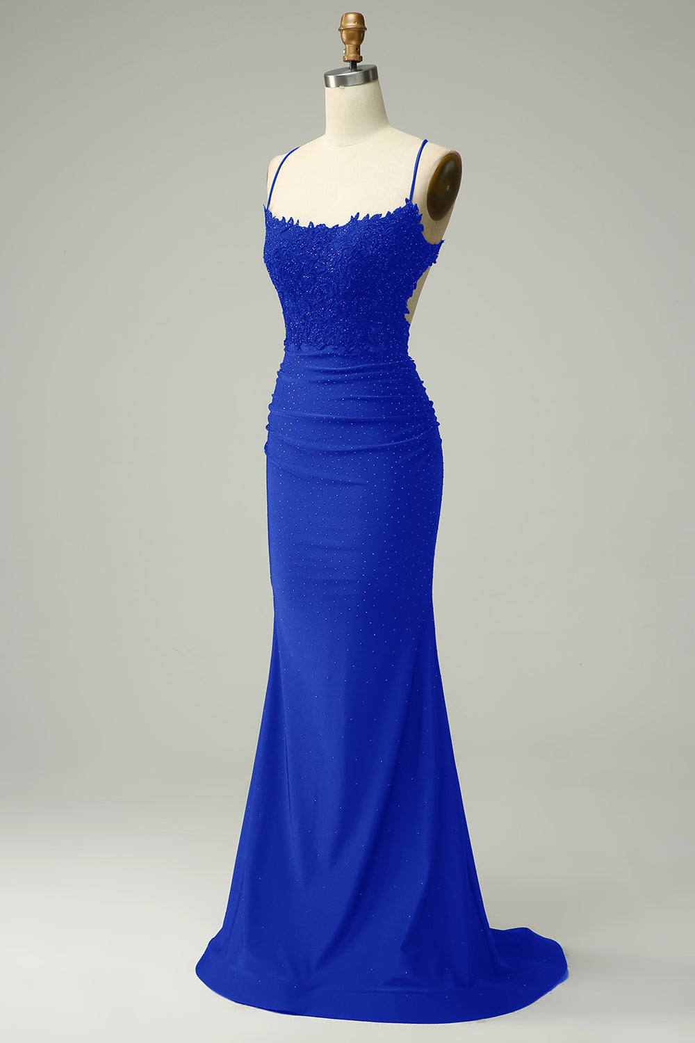 Robe de Bal Longue Sirène Vert Foncé avec Col Halter, Appliques et Perles