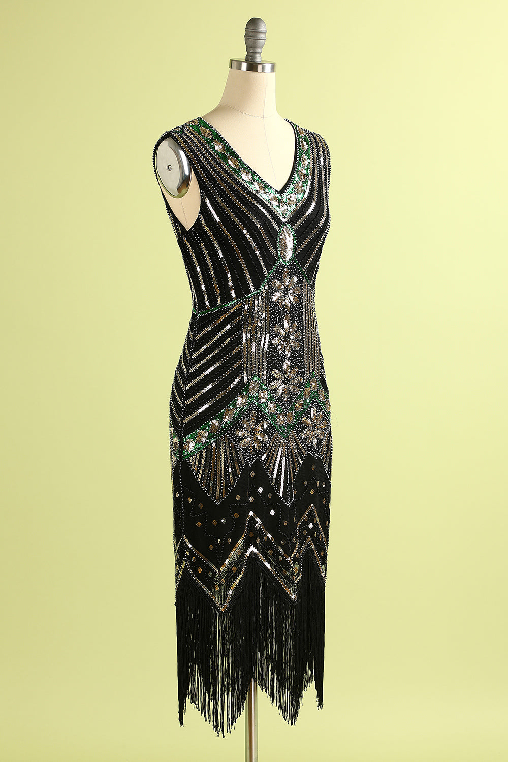 Robe Charleston Bleu Roi Pailleté Franges Gatsby Années 20