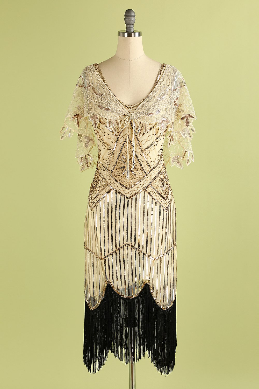 Cape à sequins pour femme années 1920