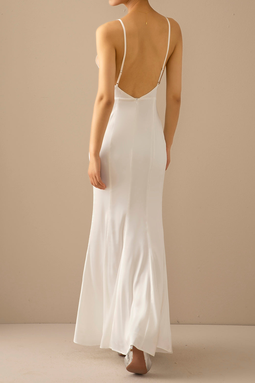 Robe longue de bal sirène bleue col en V