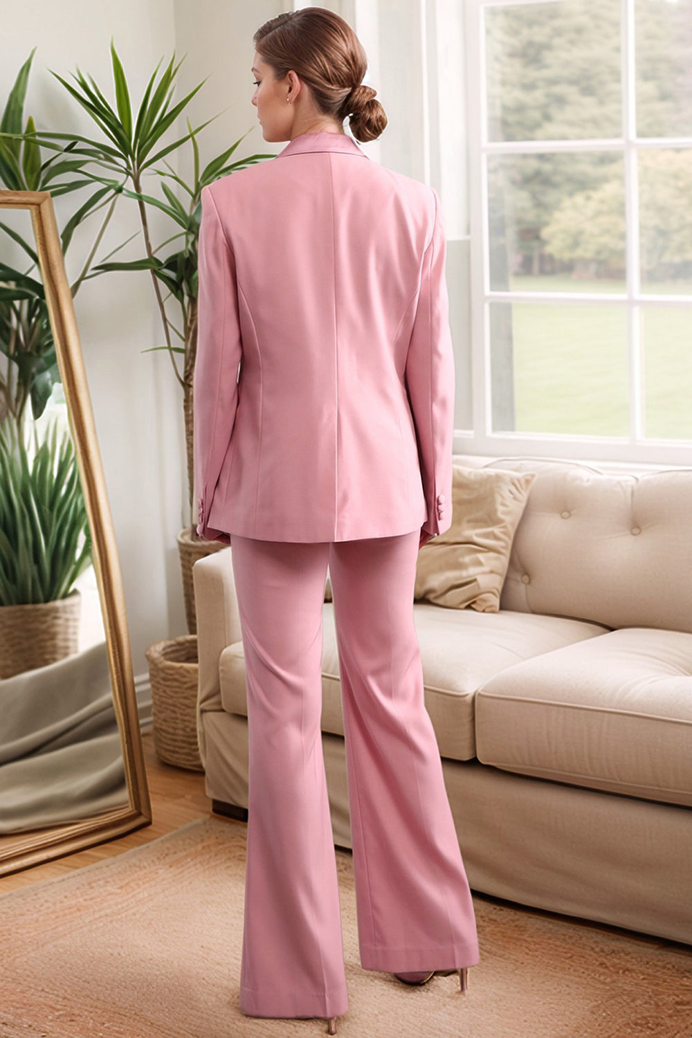 Blush Double-Breasted 2-Piece Women's Prom Suit