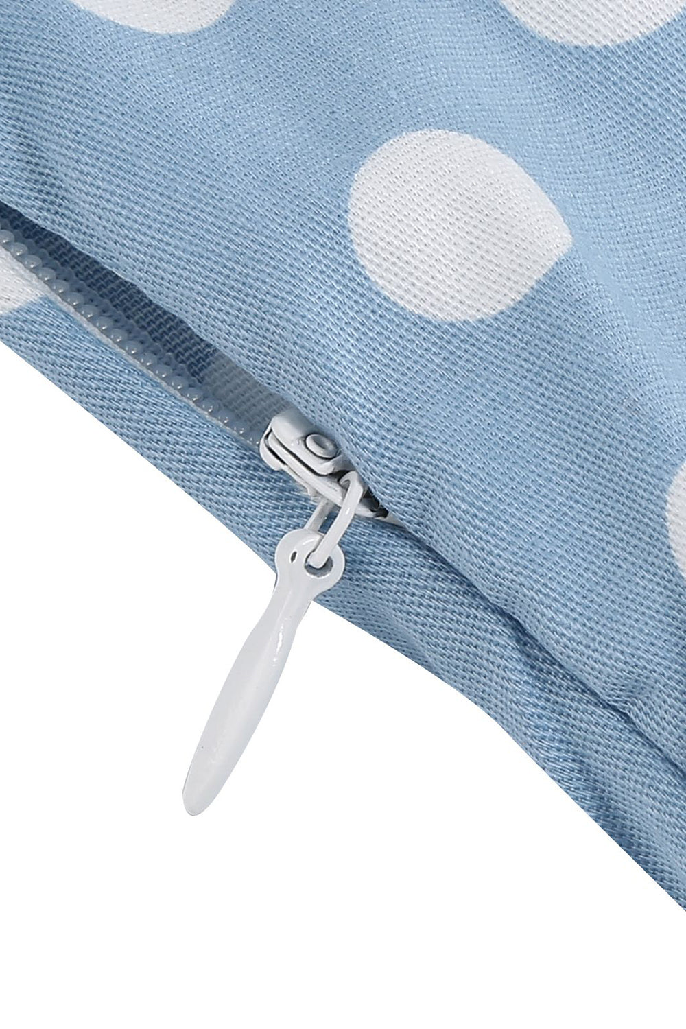 Hepburn Style V Neck Blue Polka Dots 1950s Dress
