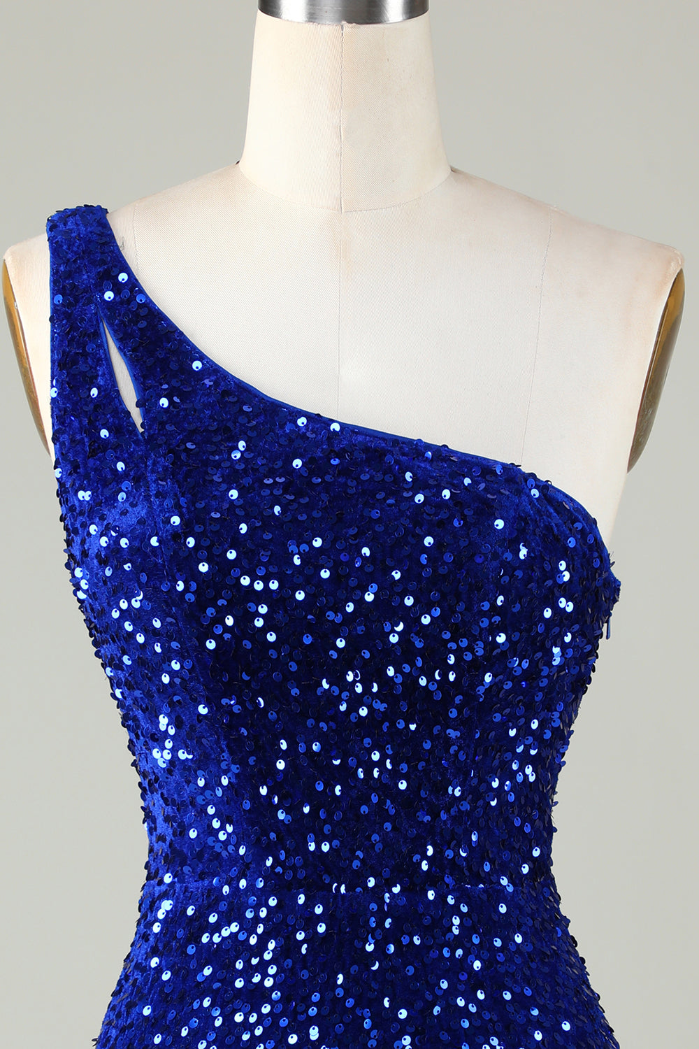 Robe de bal courte moulante orange asymétrique à perles et sequins