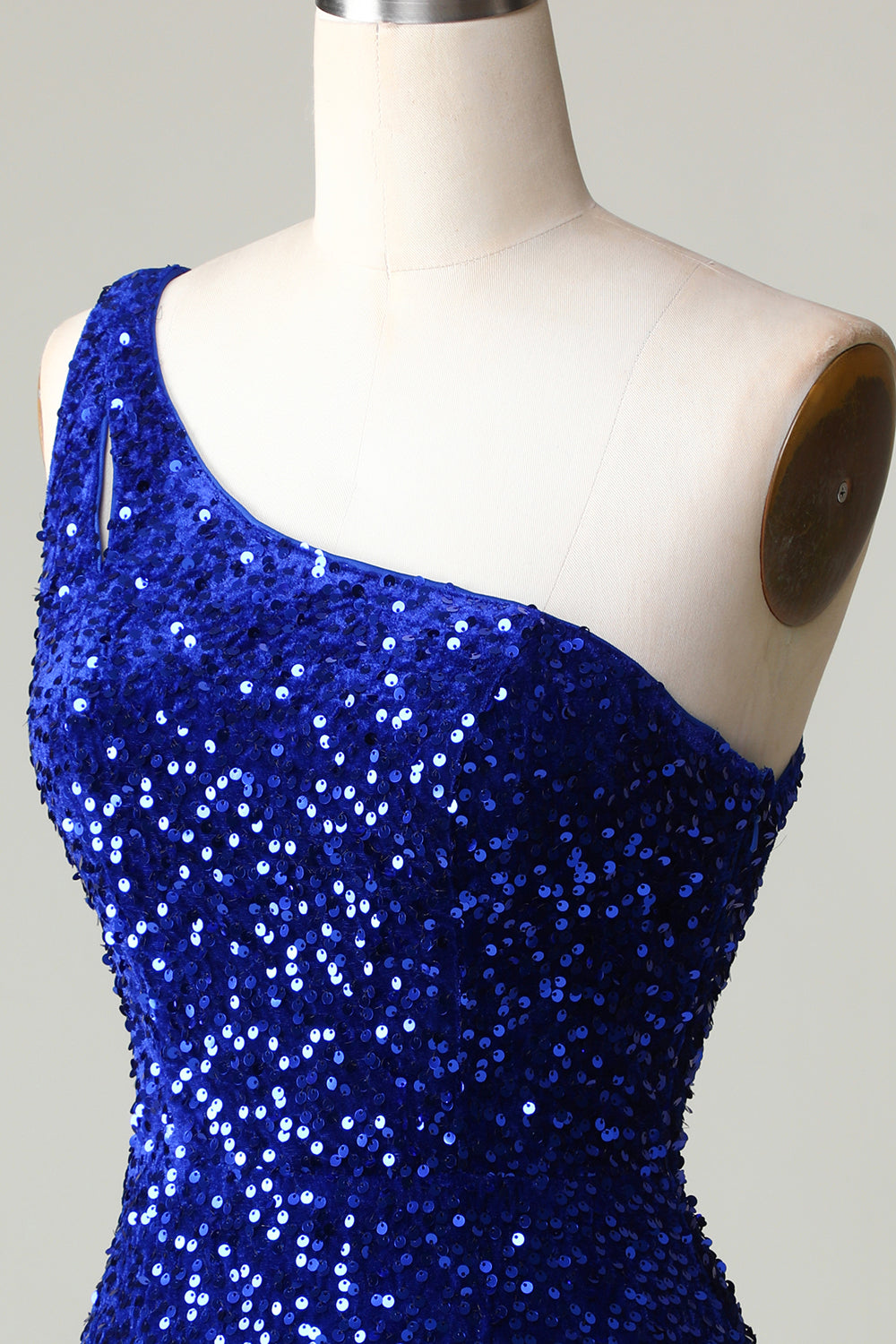 Robe de bal courte moulante orange asymétrique à perles et sequins