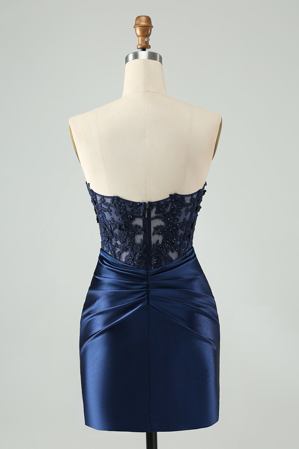 Robe de bal de promo moulante bleu roi scintillante avec découpes et dentelle, sans bretelles