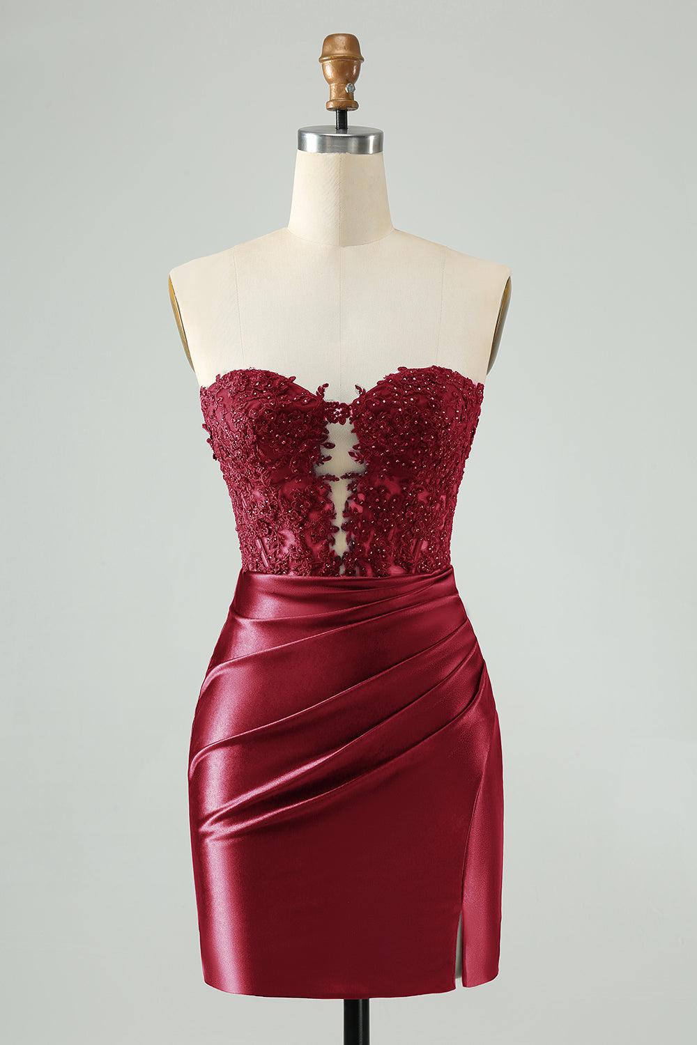 Robe de bal de promo moulante bleu roi scintillante avec découpes et dentelle, sans bretelles