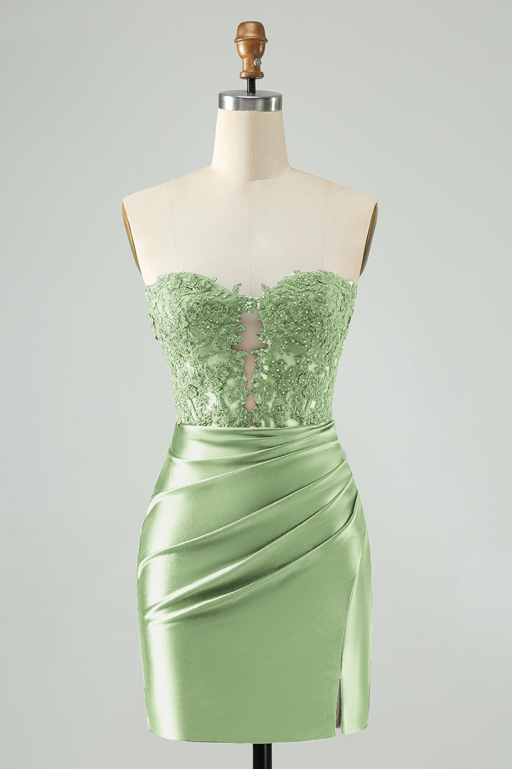 Robe de bal de promo moulante bleu roi scintillante avec découpes et dentelle, sans bretelles