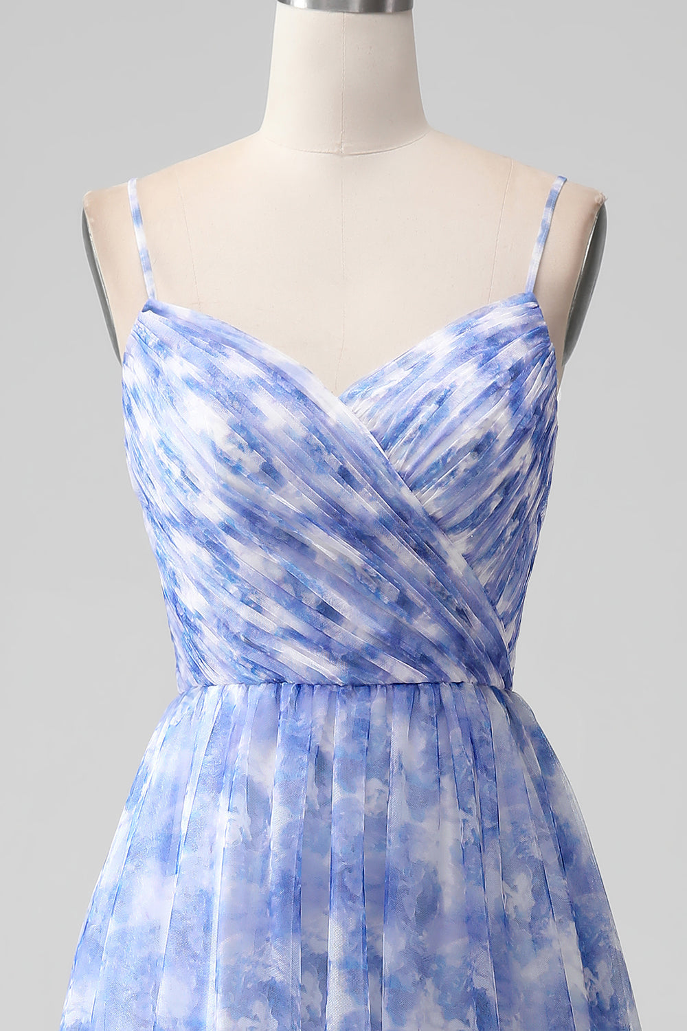 Robe longue de demoiselle d'honneur à bretelles spaghetti ligne A Blue Print