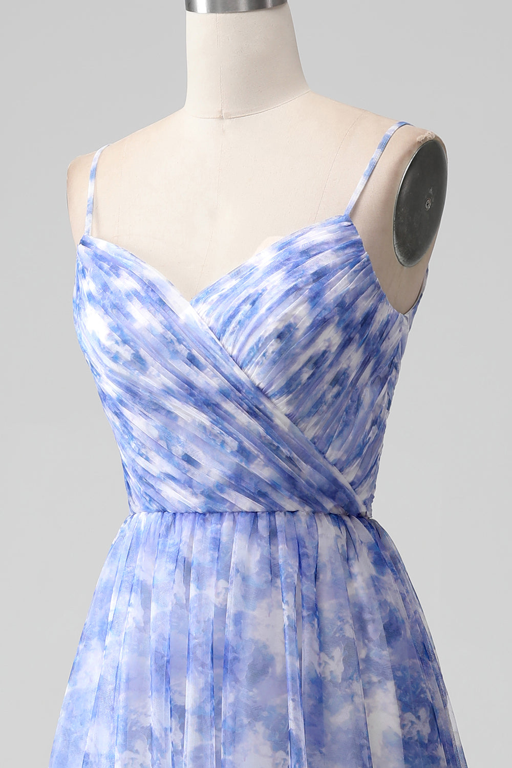 Robe longue de demoiselle d'honneur à bretelles spaghetti ligne A Blue Print