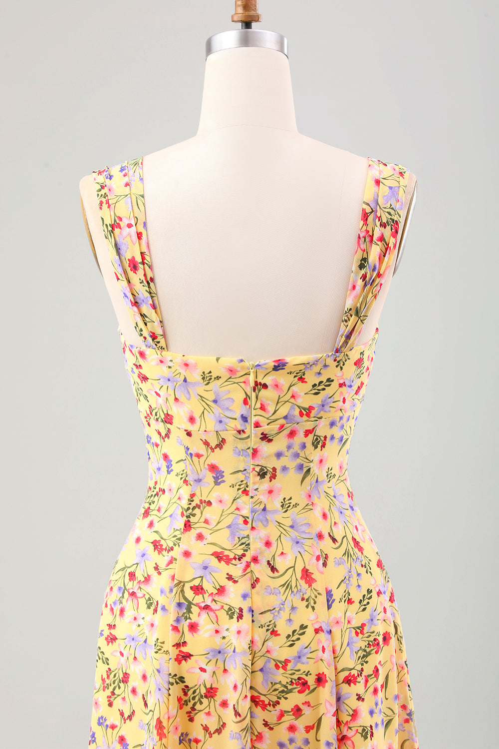 Yellow Flower A-Line Corset Wedding Guest Dress