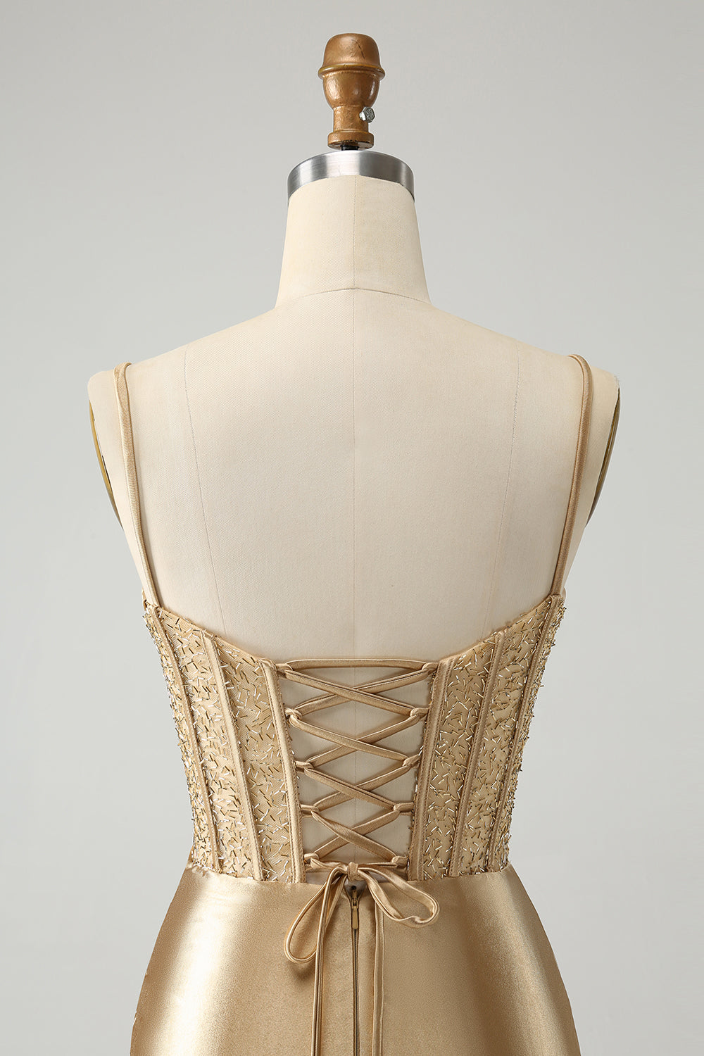 Robe de bal rouge élégante en satin avec corset à bretelles spaghetti et fente