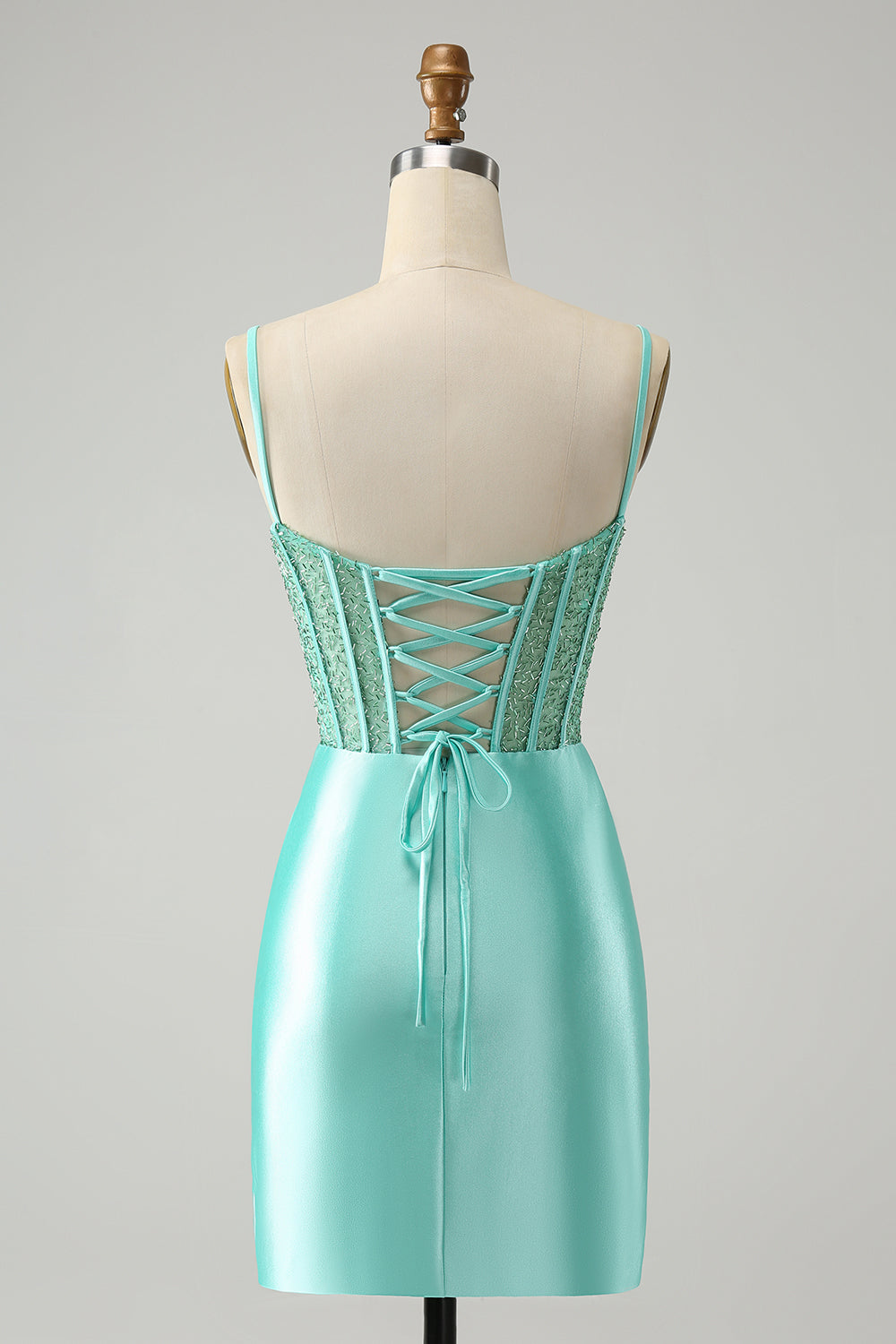 Robe de bal rouge élégante en satin avec corset à bretelles spaghetti et fente