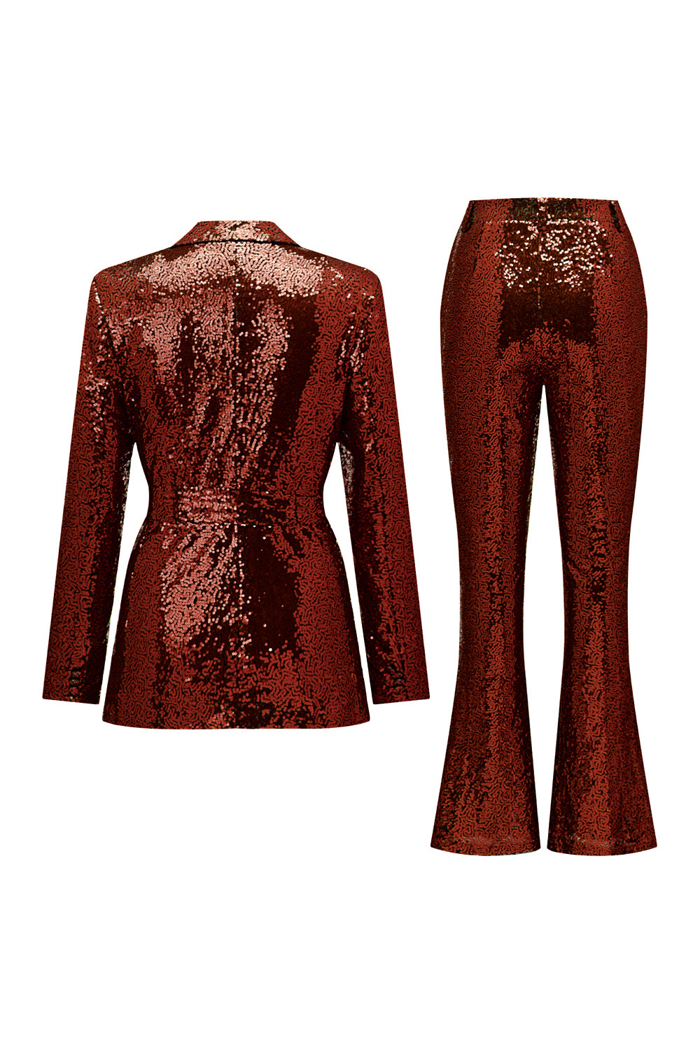 Glitter Green Sequins Notched Lapel Women's Suits with Belt