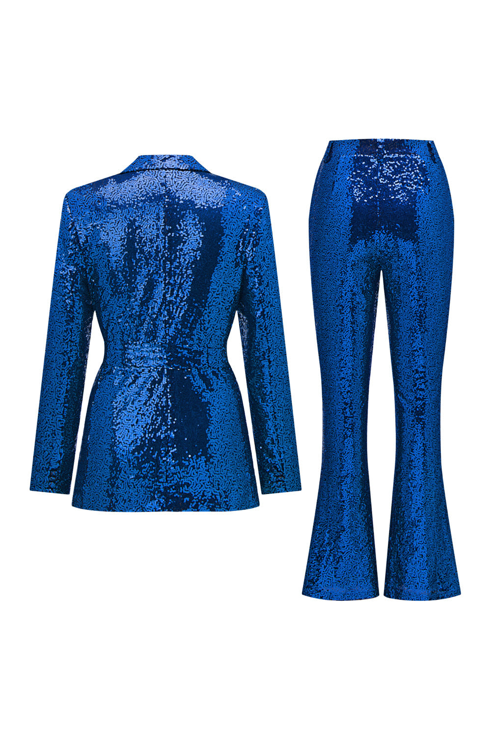 Glitter Green Sequins Notched Lapel Women's Suits with Belt