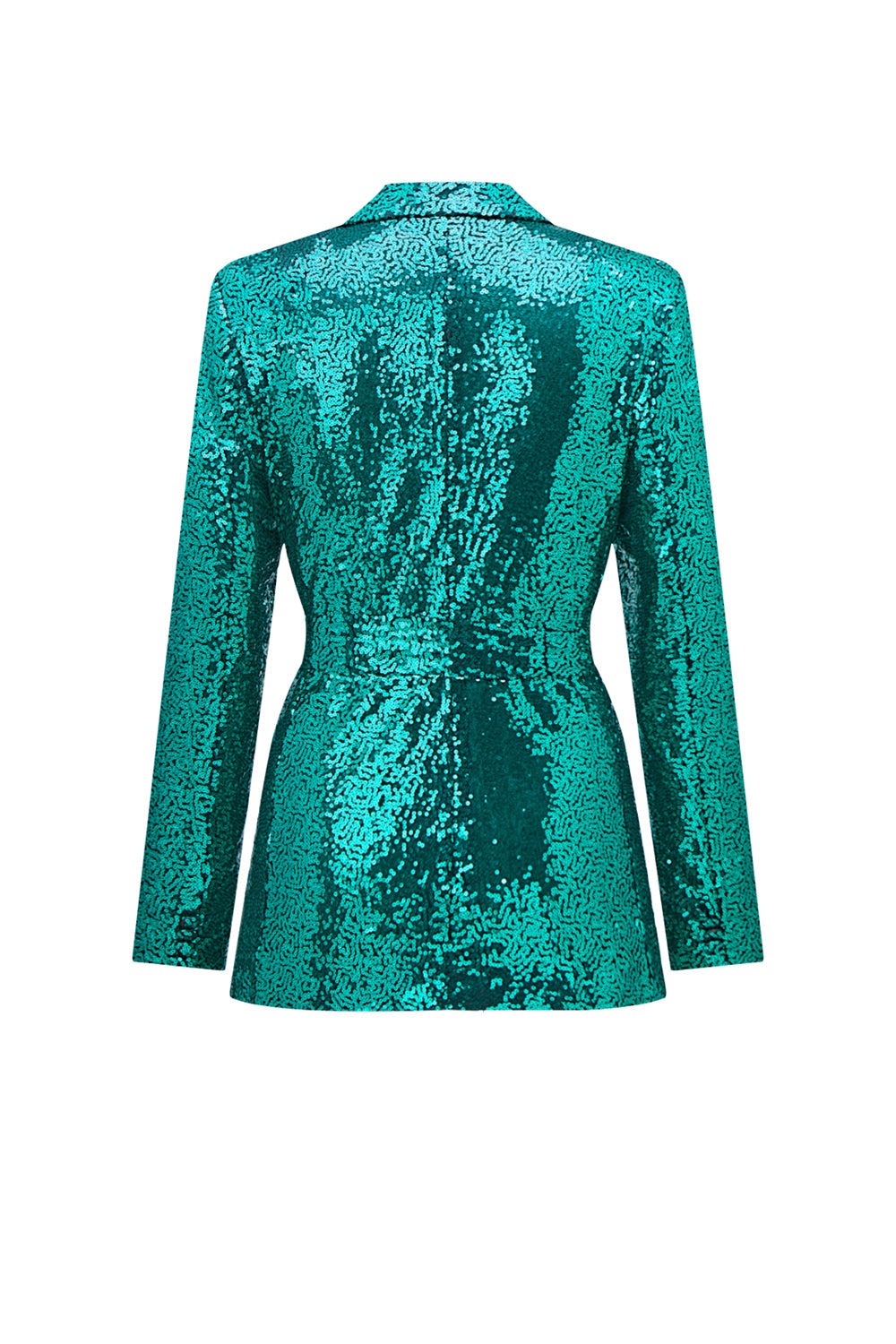 Glitter Green Sequins Notched Lapel Women's Suits with Belt