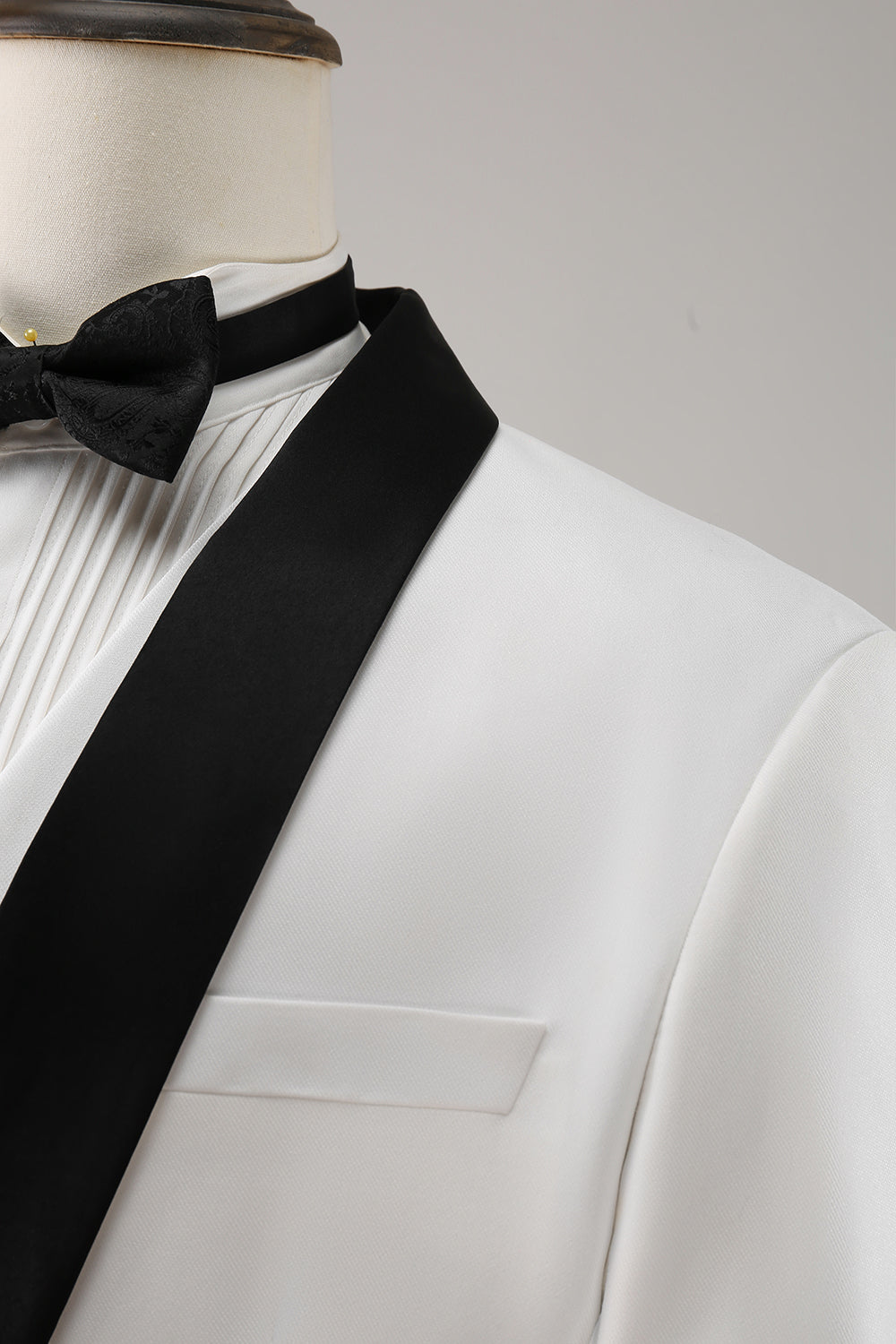 Costumes de bal pour hommes, 3 pièces, revers châle blanc, un bouton