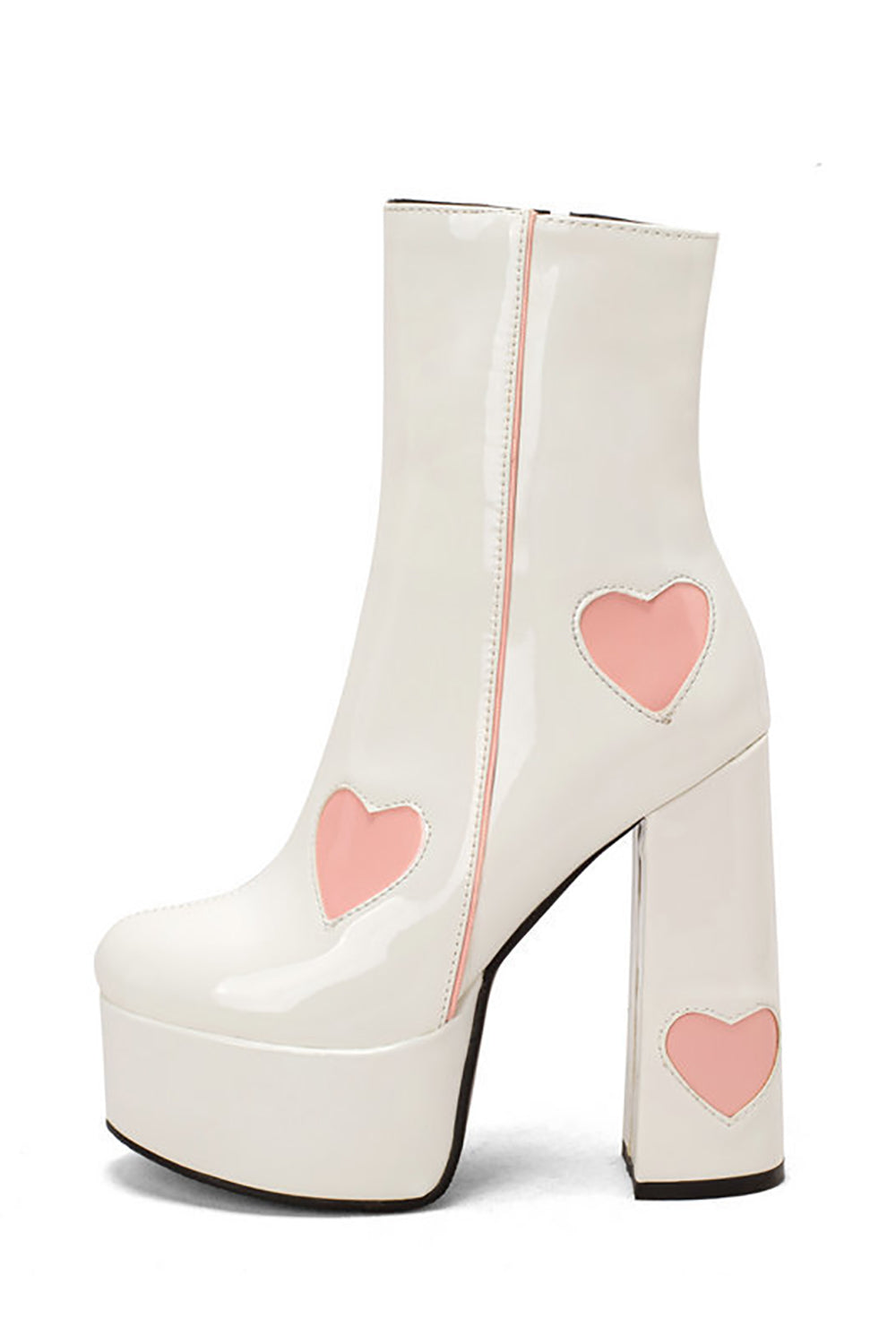 Botas de Plataforma con Tacón Ancho y Corazones de Cuero PU