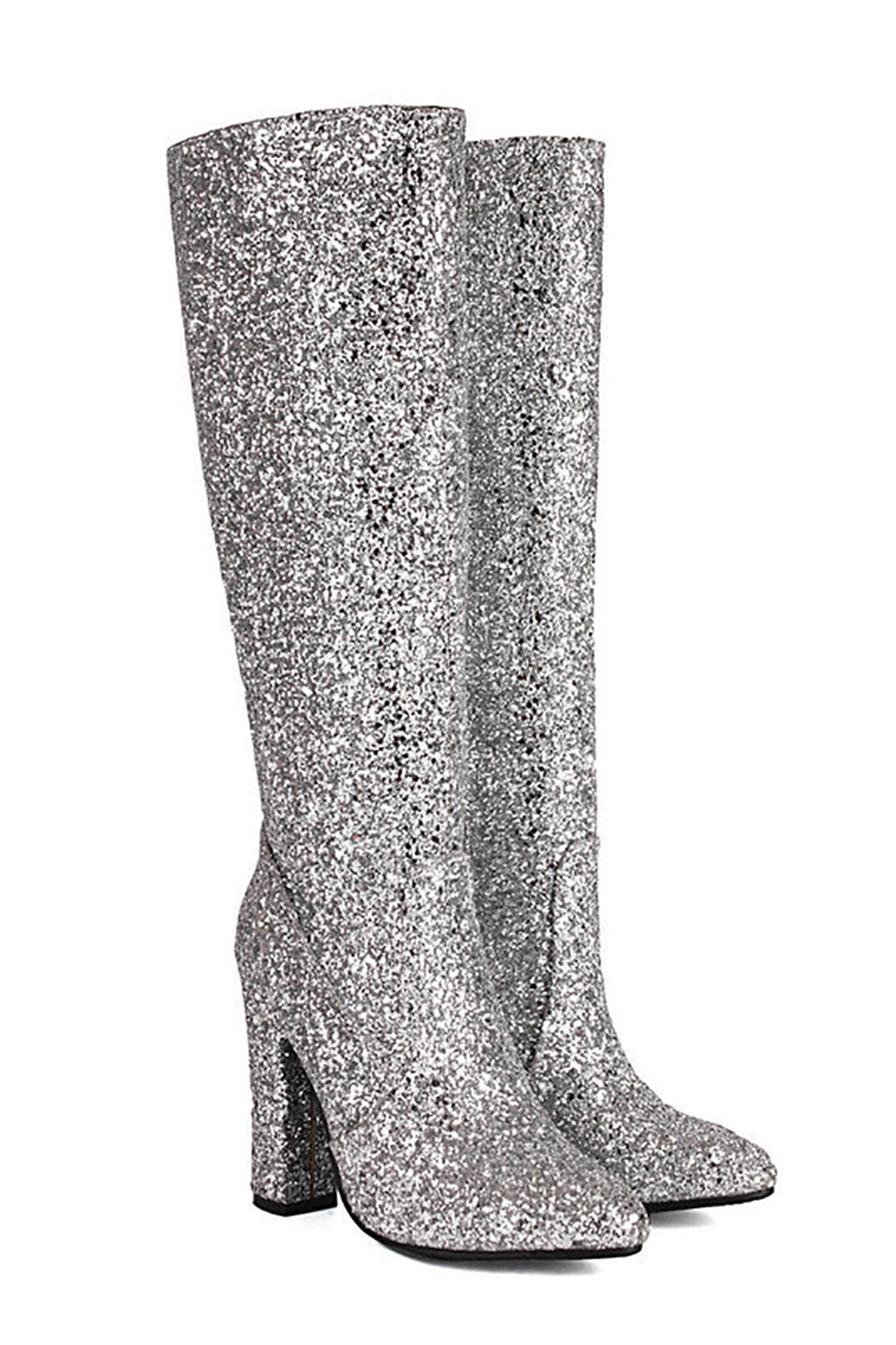 Botas vaqueras de tacón alto azul brillante