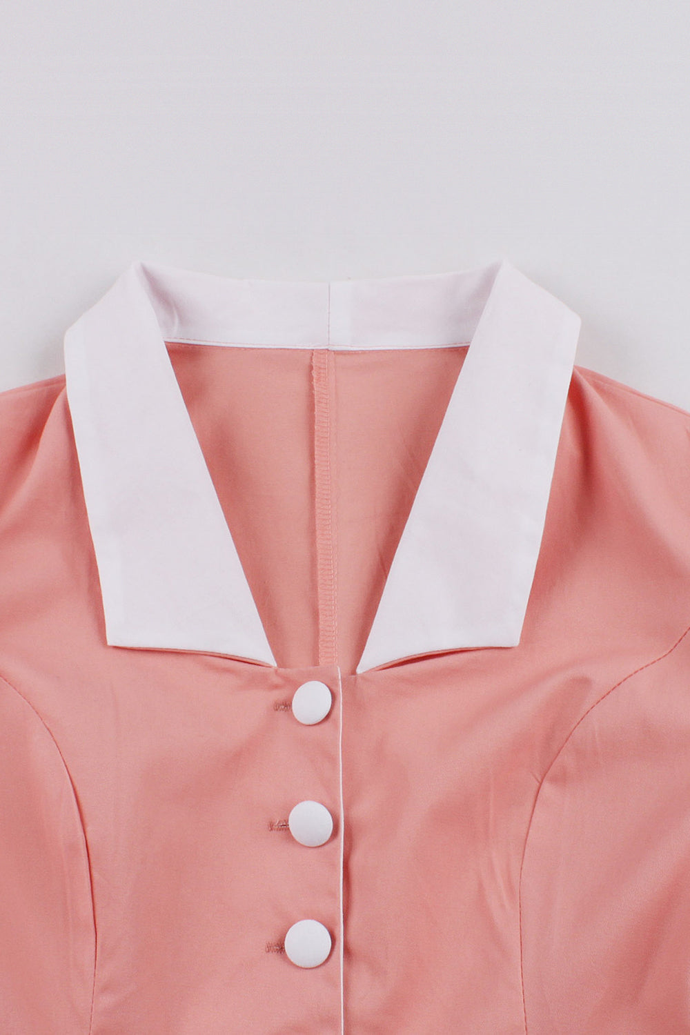 Robe trapèze vintage années 50 col revers rose poudré