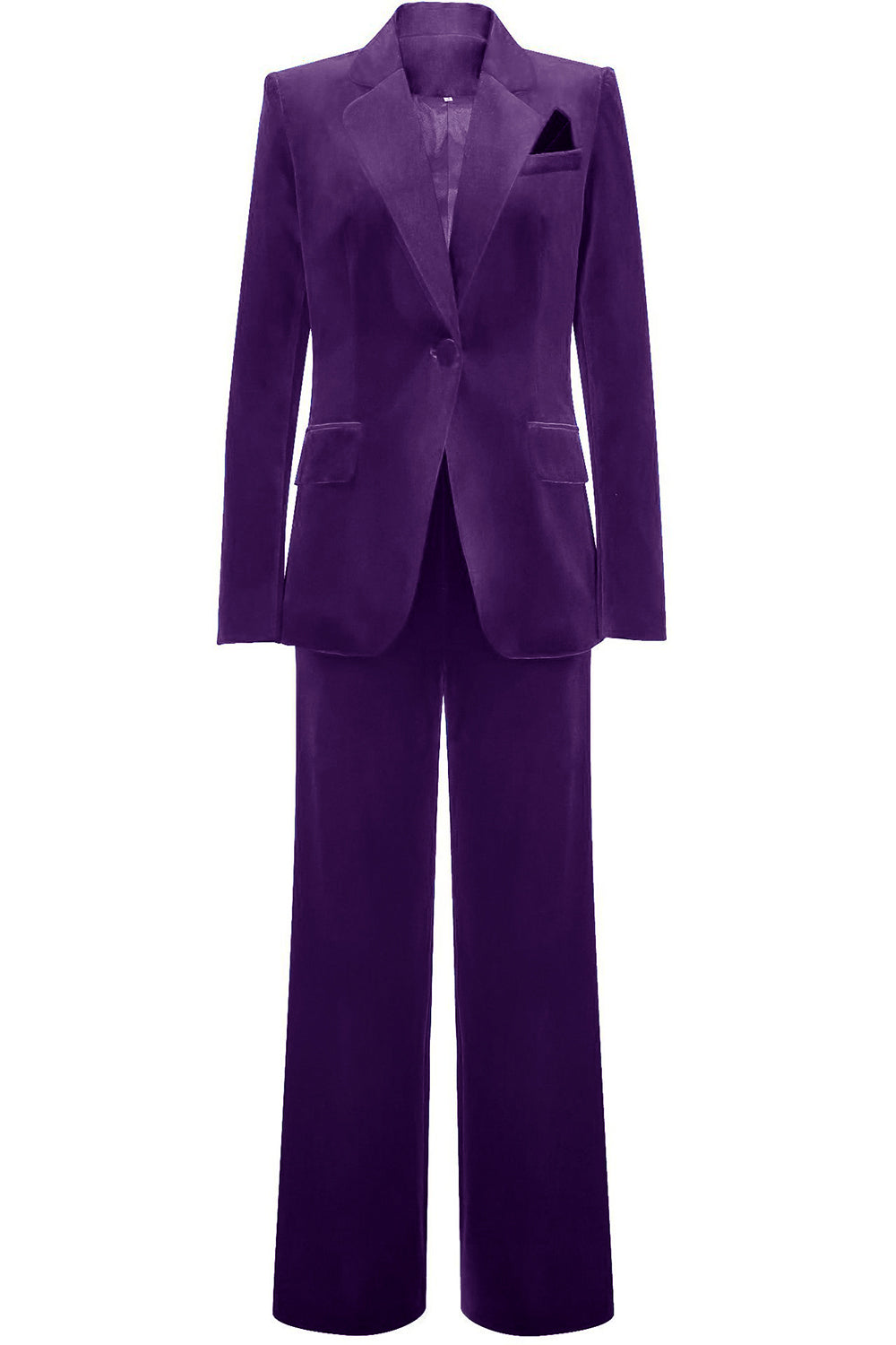Royal Blue Velvet Single Button Women's Suits