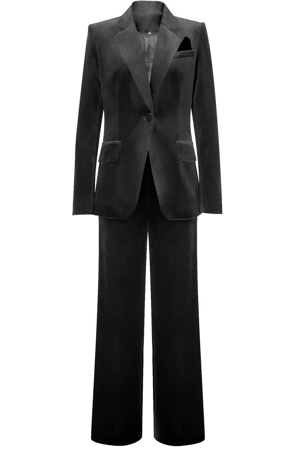 Royal Blue Velvet Single Button Women's Suits
