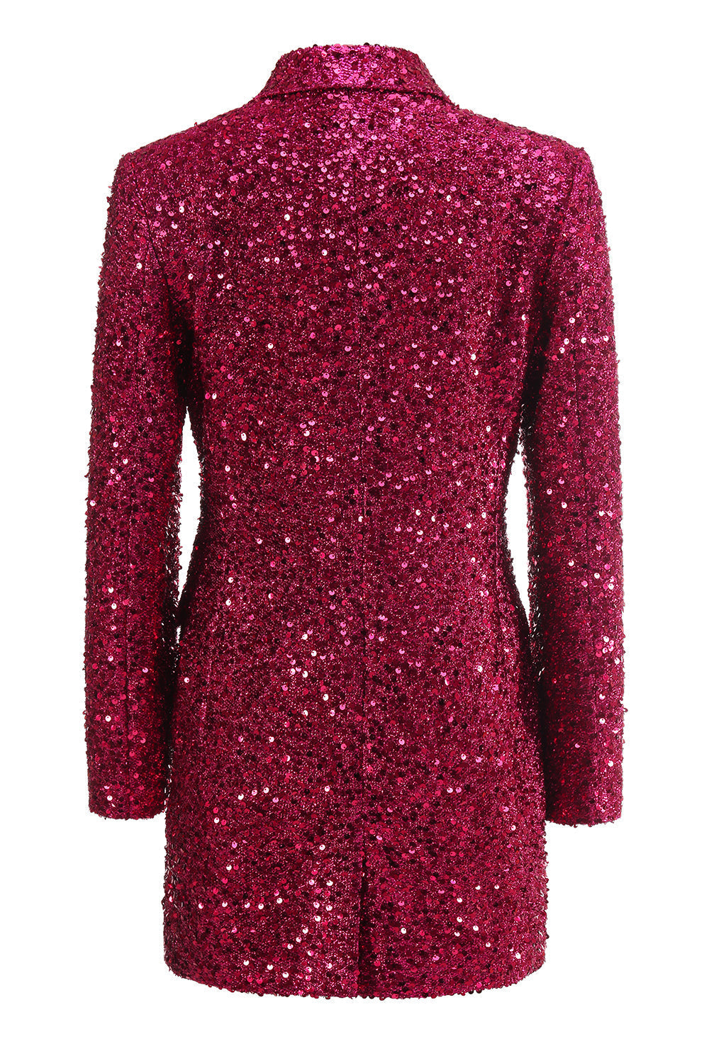 Blazer long à encoche étincelant fuchsia pour femme