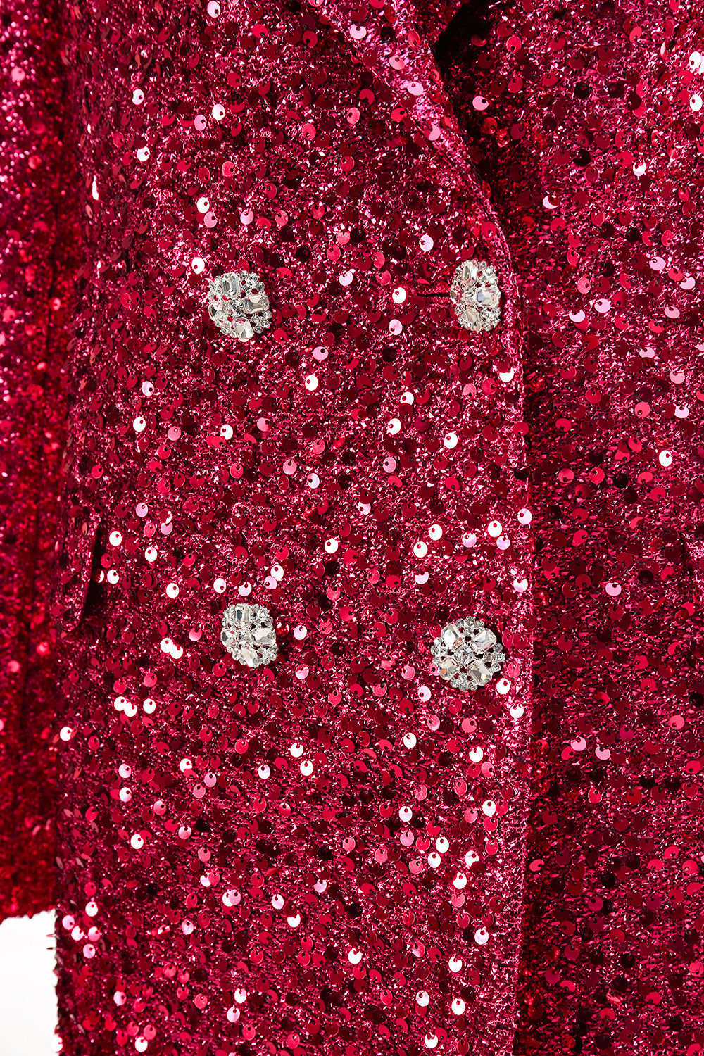 Blazer long à encoche étincelant fuchsia pour femme