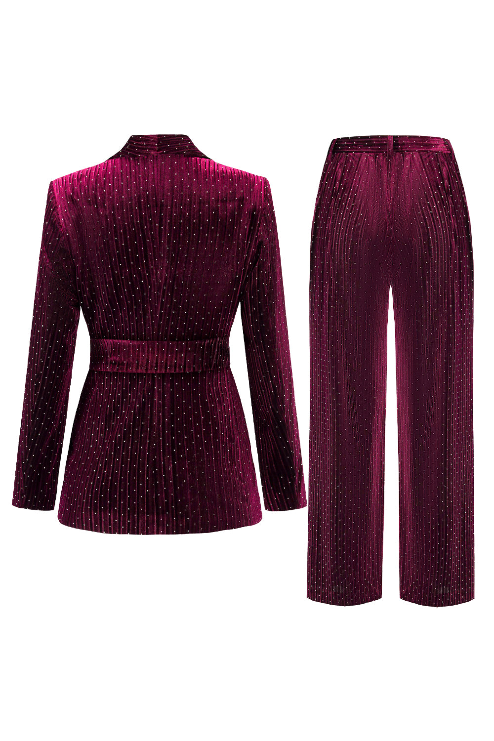 Navy Shawl Lapel 2-Piece Women's Suit with Belt