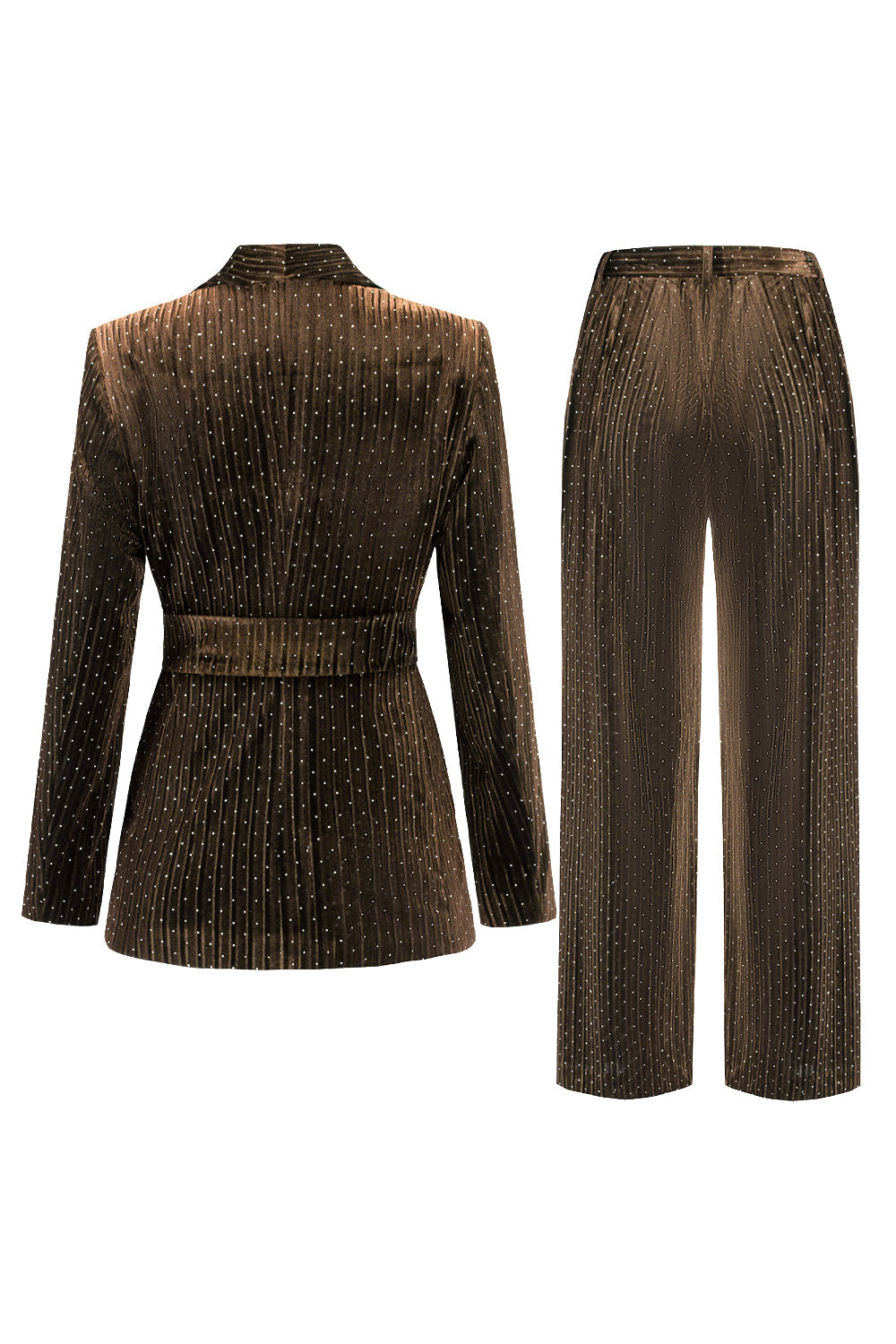 Navy Shawl Lapel 2-Piece Women's Suit with Belt