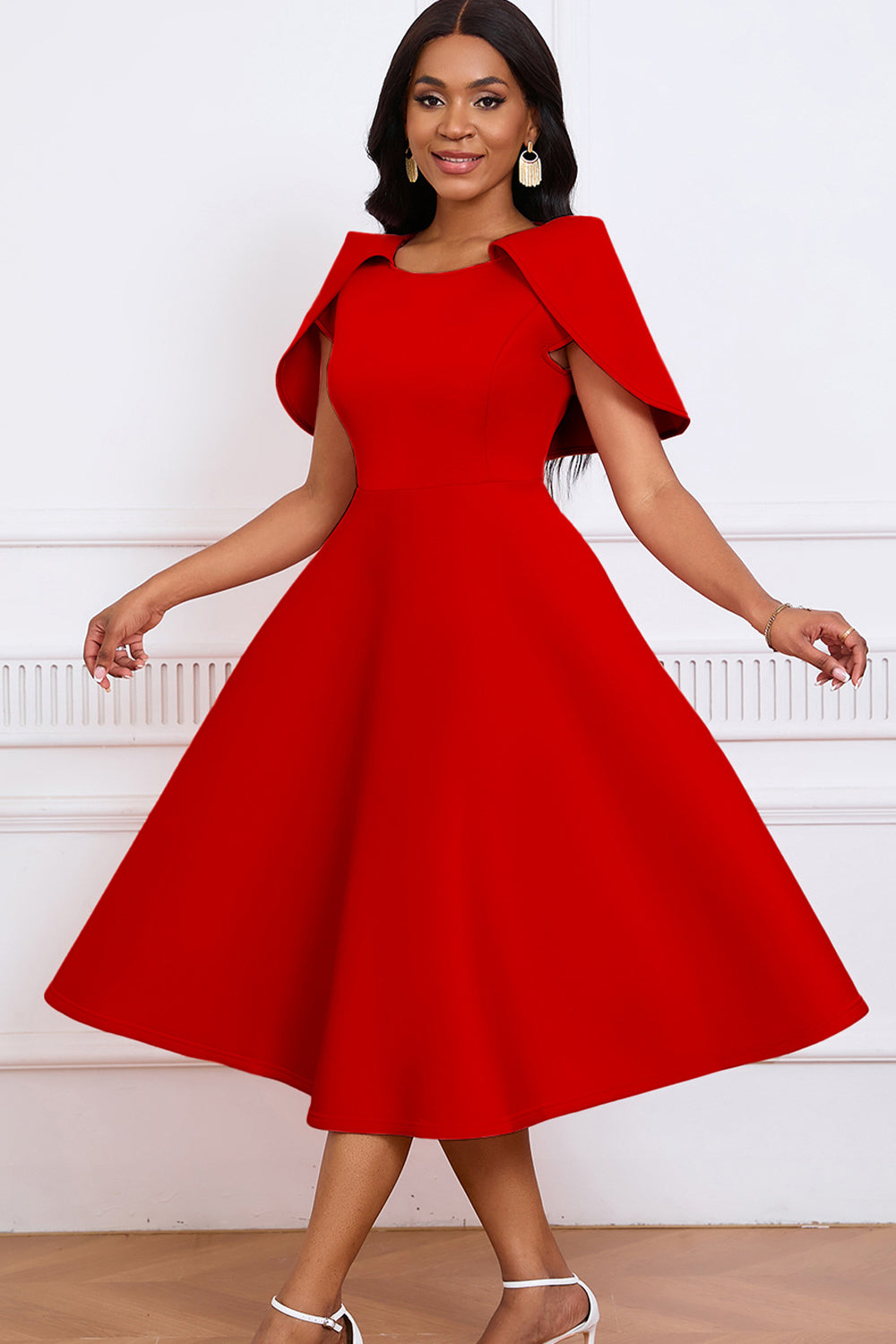 Fashion Elegant Socialite Banquet Party Long Shawl Dress Poncho Dress