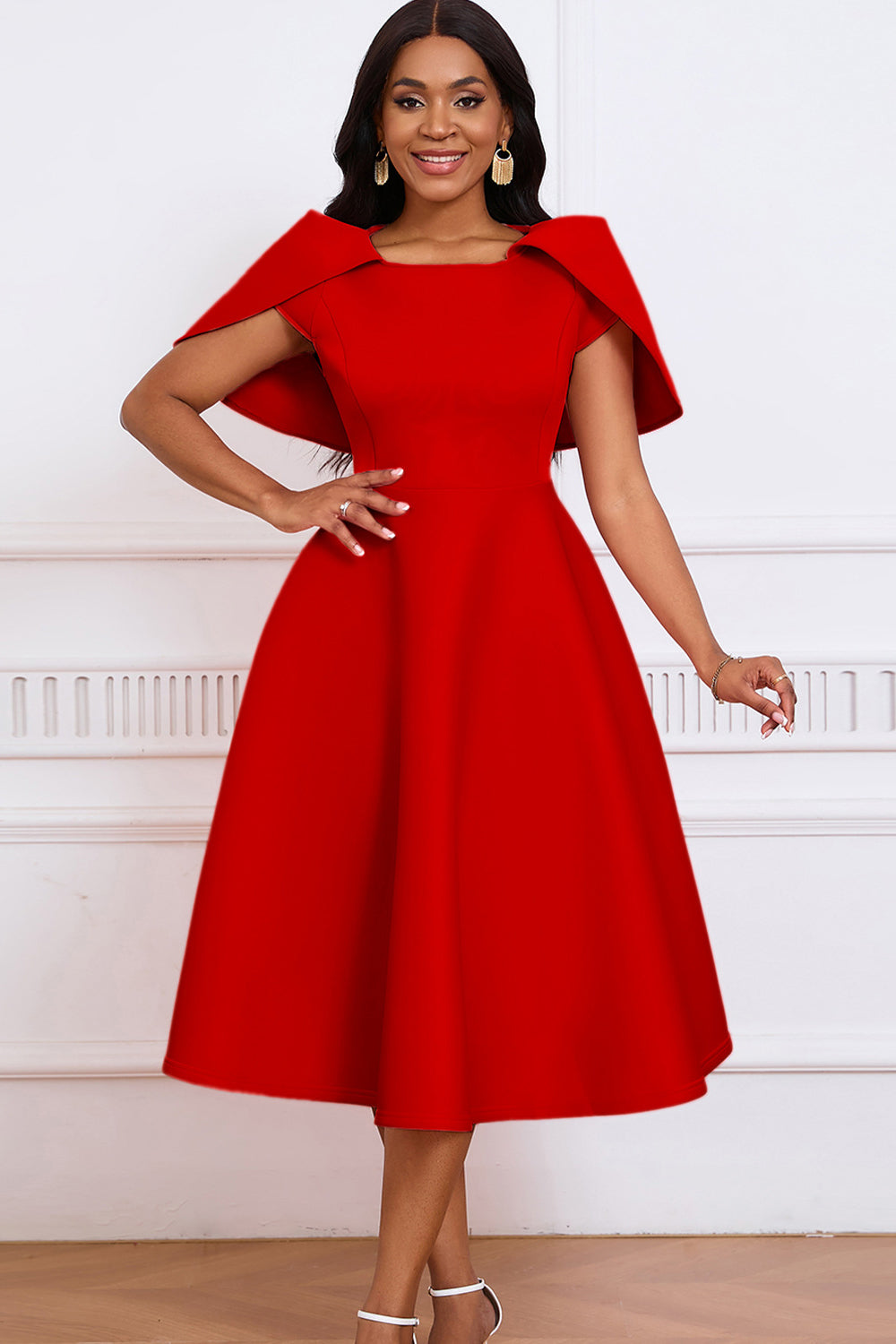 Fashion Elegant Socialite Banquet Party Long Shawl Dress Poncho Dress