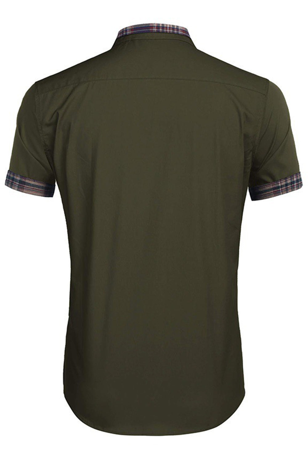 Chemisier décontracté à manches courtes boutonné vert armée pour homme