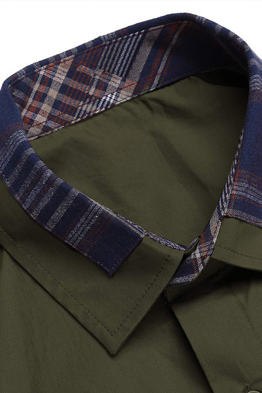 Chemisier décontracté à manches courtes boutonné vert armée pour homme